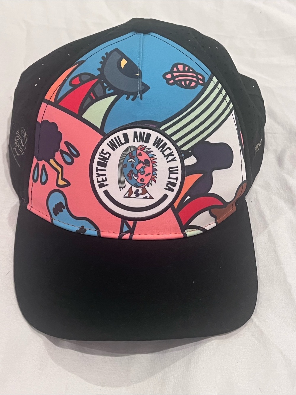 boco Gear RUN4P Peloton Graphic Print Running Cap Breathable Black One Size Y2K